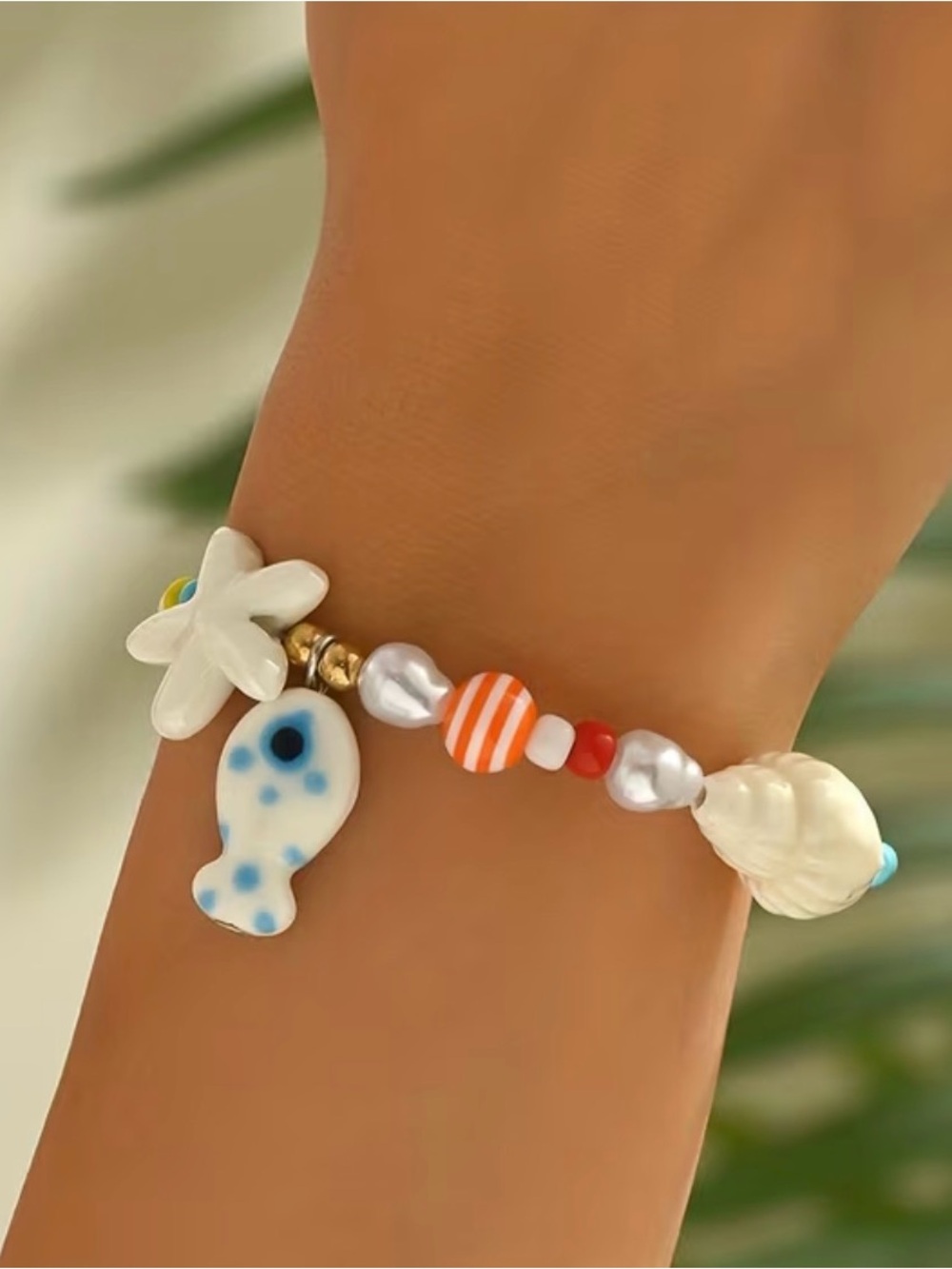Kids Cute Beach Charm Bracelet in White & Multicolor